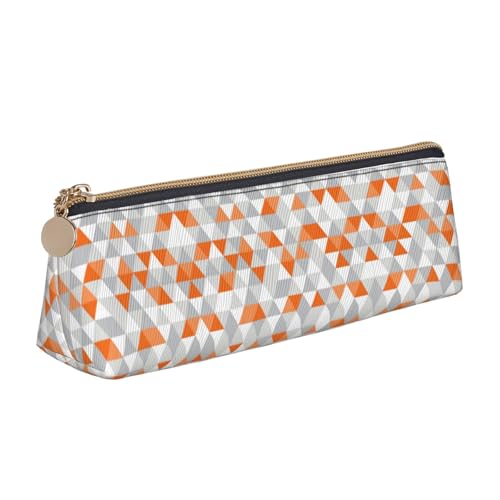 Ghjkfbf Federmäppchen aus Leder mit Dreiecksmuster, Tasche mit Reißverschluss für Schreibwaren, kleine Kosmetiktasche von Ghjkfbf