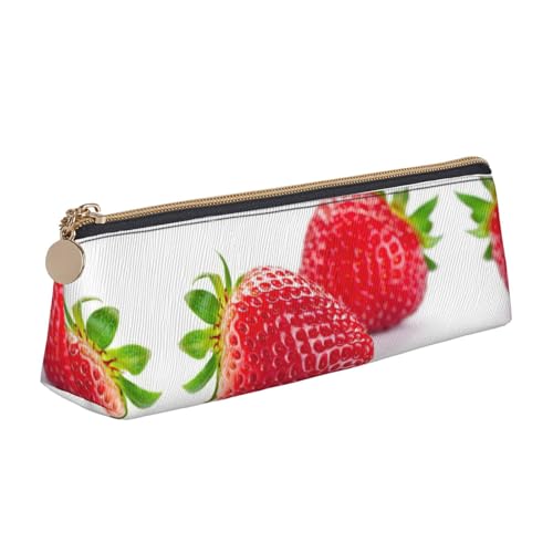 Ghjkfbf Federmäppchen aus Leder mit Erdbeermuster, Tasche mit Reißverschluss für Schreibwaren, kleine Kosmetiktasche von Ghjkfbf