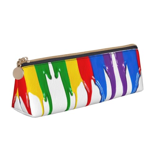 Ghjkfbf Federmäppchen aus Leder mit Farbspritzer-Hintergrund, Tasche mit Reißverschluss für Schreibwaren, kleine Kosmetiktasche von Ghjkfbf