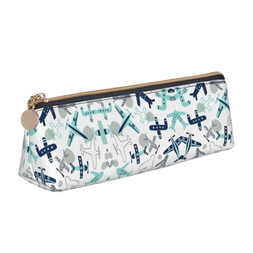 Ghjkfbf Federmäppchen aus Leder mit Flugzeugdruck, Tasche mit Reißverschluss für Schreibwaren, kleine Kosmetiktasche von Ghjkfbf