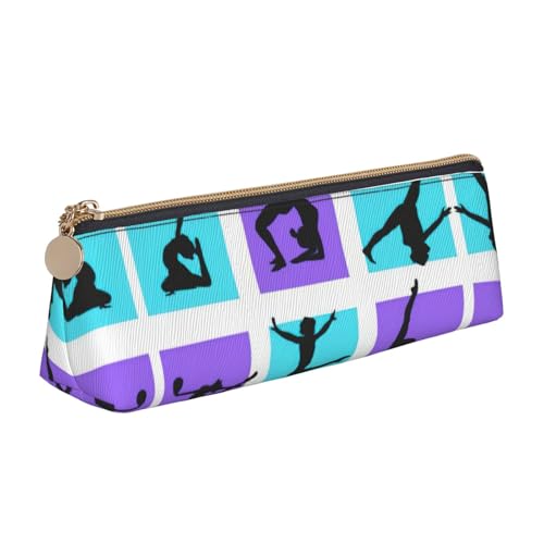 Ghjkfbf Federmäppchen aus Leder mit Gymnastik-Spieldruck, Tasche mit Reißverschluss für Schreibwaren, kleine Kosmetiktasche von Ghjkfbf