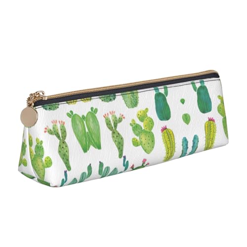 Ghjkfbf Federmäppchen aus Leder mit Kaktusmuster, Tasche mit Reißverschluss für Schreibwaren, kleine Kosmetiktasche von Ghjkfbf