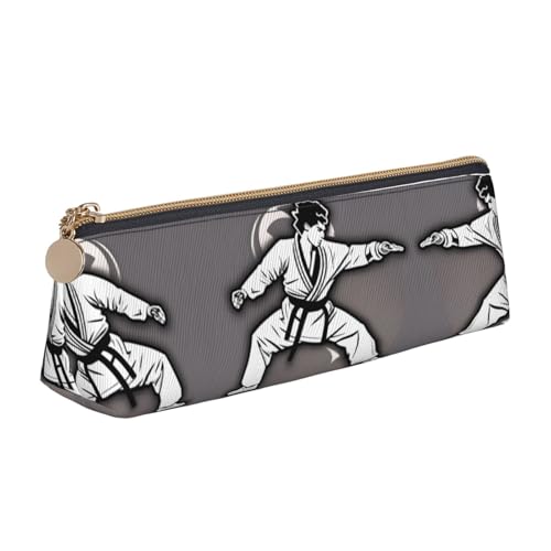 Ghjkfbf Federmäppchen aus Leder mit Karate-Highkick-Icon-Druck, Tasche mit Reißverschluss für Schreibwaren, kleine Kosmetiktasche von Ghjkfbf