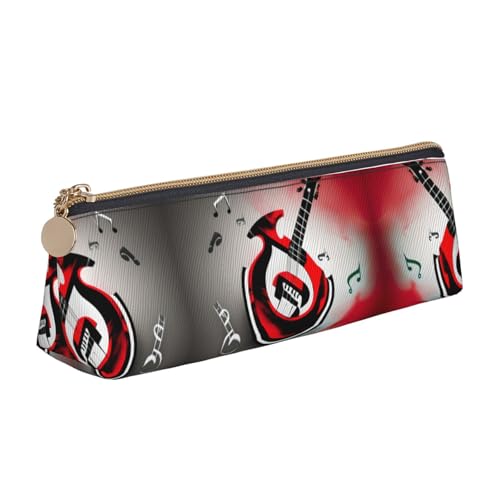 Ghjkfbf Federmäppchen aus Leder mit Musik-Symbol-Druck, Tasche mit Reißverschluss für Schreibwaren, kleine Kosmetiktasche von Ghjkfbf