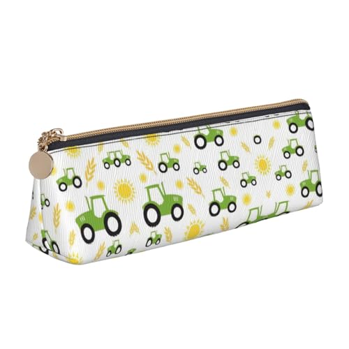 Ghjkfbf Federmäppchen aus Leder mit Traktor-Farming-Aufdruck, Tasche mit Reißverschluss für Schreibwaren, kleine Kosmetiktasche von Ghjkfbf