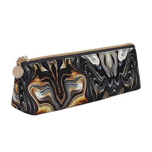 Ghjkfbf Federmäppchen aus Leder mit abstrakter Marmor-Tinte, Tasche mit Reißverschluss für Schreibwaren, kleine Kosmetiktasche von Ghjkfbf