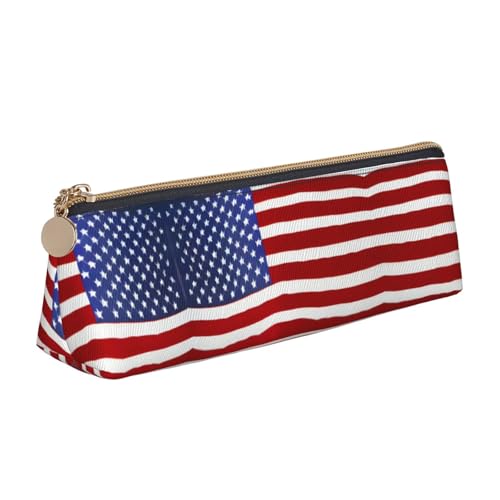 Ghjkfbf Federmäppchen aus Leder mit amerikanischer Flagge, Baseball-Druck, Tasche mit Reißverschluss für Schreibwaren, kleine Kosmetiktasche von Ghjkfbf