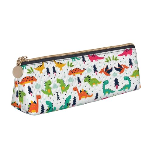 Ghjkfbf Federmäppchen aus Leder mit buntem Dinosaurier-Motiv, Tasche mit Reißverschluss für Schreibwaren, kleine Kosmetiktasche von Ghjkfbf