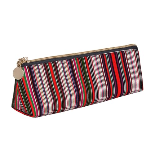 Ghjkfbf Federmäppchen aus Leder mit farbigen Streifen, vertikaler Druck, Tasche mit Reißverschluss für Schreibwaren, kleine Kosmetiktasche von Ghjkfbf