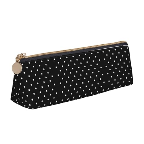 Ghjkfbf Federmäppchen aus Leder mit weißem Punktemuster, Tasche mit Reißverschluss für Schreibwaren, kleine Kosmetiktasche Ghjkfbf Federmäppchen aus Leder mit weißem Punktemuster, Tasche mit Reißverschluss für Schreibwaren, kleine Kosmetiktasche von Ghjkfbf