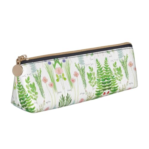 Ghjkfbf Federmappe aus Leder mit Frühlings-Motiv Kräutergarten, Tasche mit Reißverschluss für Schreibwaren, kleine Kosmetiktasche von Ghjkfbf