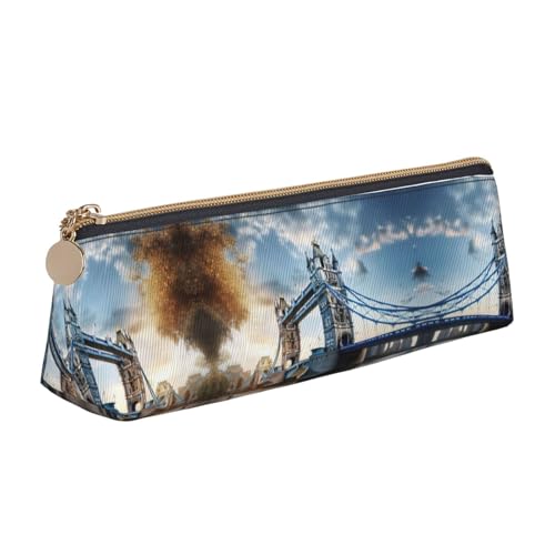 Ghjkfbf Historic Old Tower Bridge London Federmäppchen, Leder-Federmäppchen, Tasche mit Reißverschluss für Schreibwaren, kleine Kosmetiktasche von Ghjkfbf
