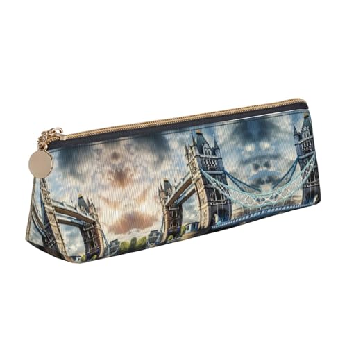 Ghjkfbf Historic Old Tower Bridge London Federmäppchen, Leder-Federmäppchen, Tasche mit Reißverschluss für Schreibwaren, kleine Kosmetiktasche von Ghjkfbf