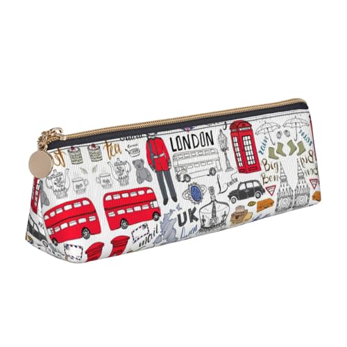Ghjkfbf I Love London Federmäppchen aus Leder, mit Reißverschluss, für Schreibwaren, kleine Kosmetiktasche von Ghjkfbf