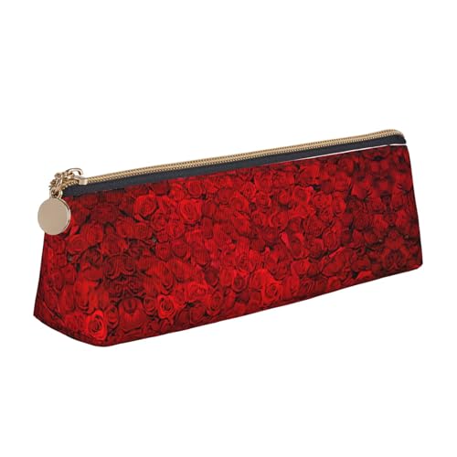 Ghjkfbf Red Rose1 Federmäppchen, Leder-Federmäppchen, Tasche mit Reißverschluss für Schreibwaren, kleine Kosmetiktasche von Ghjkfbf