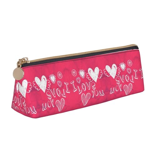 Ghjkfbf Valentine's Heart Print Leder Federmäppchen Tasche mit Reißverschluss für Schreibwaren, kleine Kosmetiktasche von Ghjkfbf