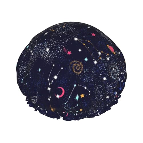 Star Constellation Karte Druck Dusche Kappe Für Frauen Wiederverwendbare Doppelschicht Stilvolle Weiche Badekappe Mit Futter Elastisches Band von Ghjkfbf