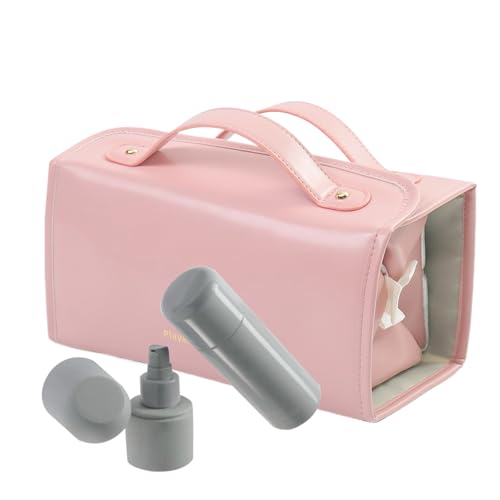 Aufrollbarer Make-up-Pinselhalter, Reise-Kulturbeutel mit herausnehmbaren transparenten Fächern, tragbarer Make-up-Organizer aus PU-Leder für Pinsel, Lidschatten und Schönheit, ideale Kosmetiktasche von Ghjkldha