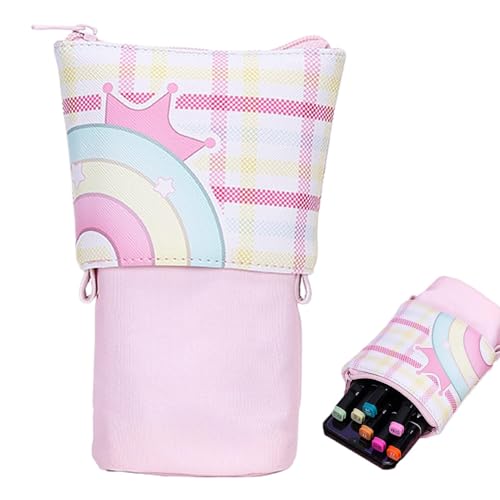 Ghjkldha Erweiterbares Federmäppchen, Regenbogen-Schreibwarenetui, großes Federmäppchen mit Reißverschluss, tragbare Canvas-Bleistifttasche, Organizer mit mehreren Fächern, PVC-Material, 18,5 x 12 x 4 von Ghjkldha