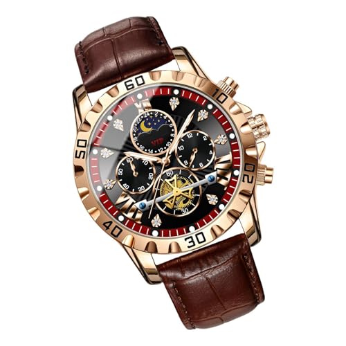 Ghjkldha Herren Stilvolle Kleid Uhren Multifunktions Mode Zeitmesser Wasserdicht Mechanische Uhr für Geschäftstreffen Elegantes Accessoire für Berufskleidung, Refer to Description, Uni von Ghjkldha