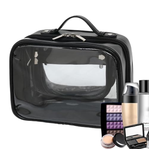 Ghjkldha Make-up-Tasche, Reise-Kosmetiktasche, transparent, wasserdicht, Make-up-Organizer mit großem Fassungsvermögen für Hautpflege, Toilettenartikel, Damen, Mädchen, Schwarz , Refer to description, von Ghjkldha