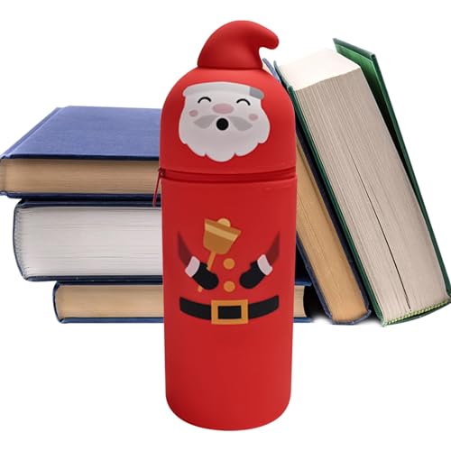 Ghjkldha Steh Stiftetui | Silikon Weihnachtsmann Aufbewahrungstasche - Niedliche Stifteetui Tragbar Federmäppchen,Für Schule Klassenzimmer Büro Zuhause Schreibtisch Schüler Lehrer Mädchen von Ghjkldha