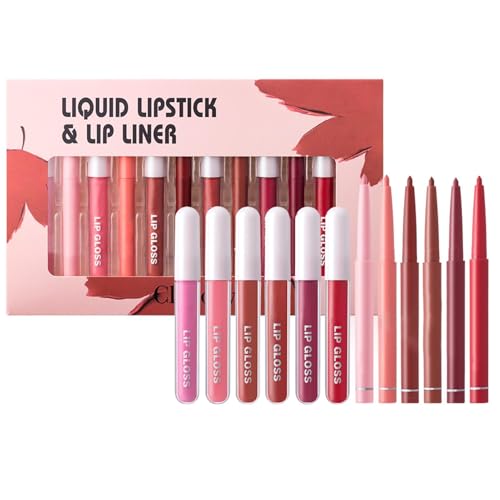 Lip Liner and Lipstick Combo, Long-Lasting Liquid Lipstick, Matte Lipstick Set, Plumping Lip Set, Matte Lipstick Set with Lip Liner Pen for Long-Lasting Color and Perfectly Defined Lips von Ghjkldha