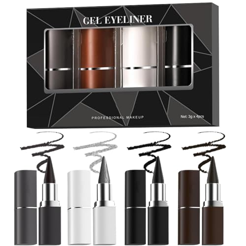 Set of 4 Quick-Dry Liquid Eyeliner, Waterproof Smudge-Proof Formula, Ultra-Fine Precision Tip, Stylish Women's Makeup Essential, Ideal for Outdoor Travel, Gatherings, Daily Wear von Ghjkldha