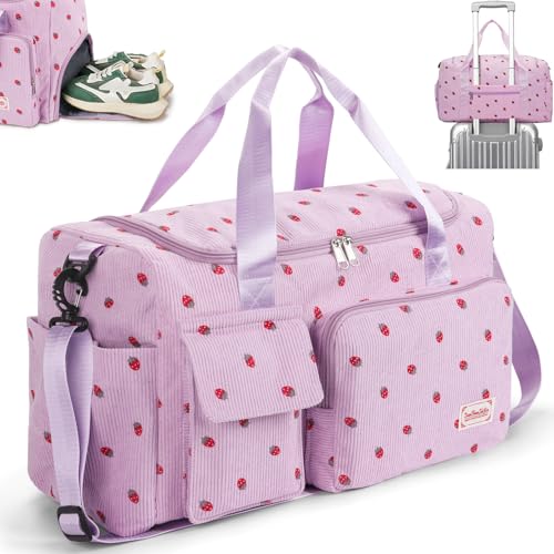 Ghope Sporttasche Reisetasche Mädchen Damen mit Schuhfach und Nassfach, Schwimmtasche Badetasche Teenager Kleine Handgepäck Tasche für Fitness Training Gym von Ghope