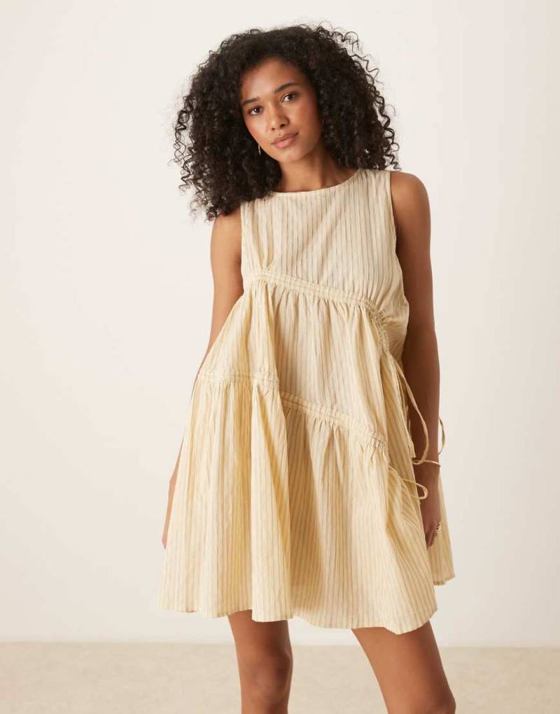 Ghospell - Minikleid in Gelb mit Streifen und Kordelzug von Ghospell