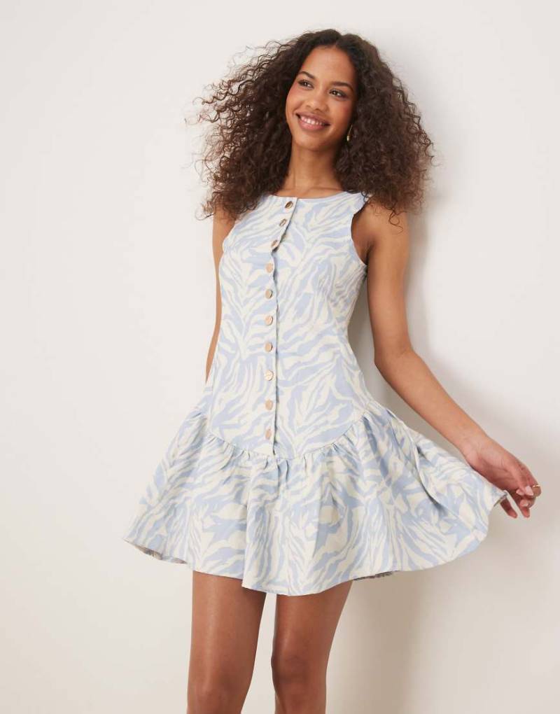 Ghospell - Sereba - Midikleid mit blauem Zebraprint von Ghospell