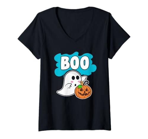 Damen Geist Halloween Geister Geist Geister Kostüm Geist T-Shirt mit V-Ausschnitt von Ghost Halloween Ghosts