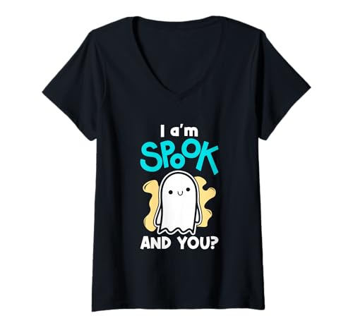 Damen Ghost Halloween Ghosts Geister Ich Bin Spook Und Du T-Shirt mit V-Ausschnitt von Ghost Halloween Ghosts