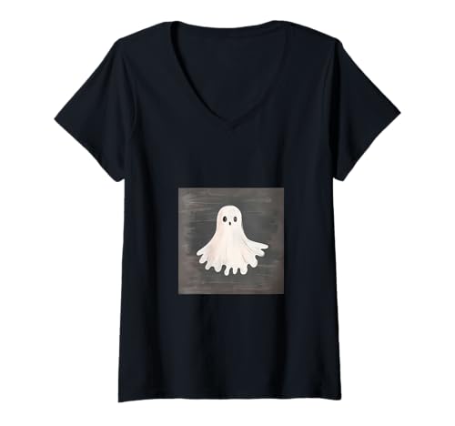 Damen Süßer Geist Halloween Gruseliger Geist T-Shirt mit V-Ausschnitt Damen Süßer Geist Halloween Gruseliger Geist T-Shirt mit V-Ausschnitt von Ghost Halloween Spooky Ghost