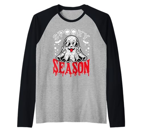 Ghost Halloween Gruselige Jahreszeit Lustig Halloween Männer Frauen Kinder Raglan von Ghost Halloween Spooky Season Funny Halloween