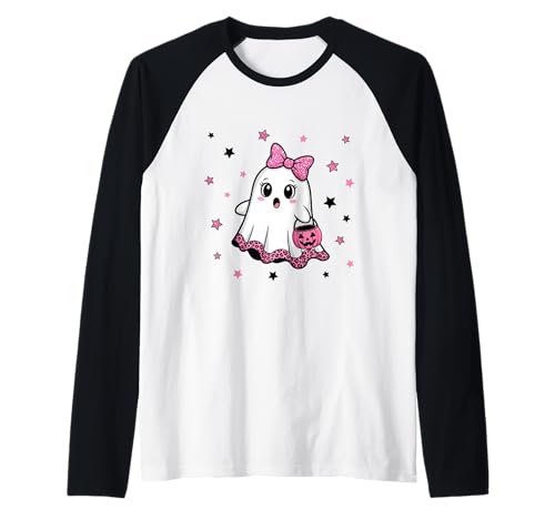Niedlicher Geist mit Kürbissen, Halloween, Damen, Herren, Kinder Raglan Niedlicher Geist mit Kürbissen, Halloween, Damen, Herren, Kinder Raglan von Ghost Halloween Tshirt Kids Boys Girls