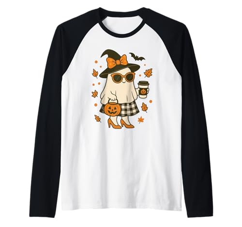 Niedlicher Geist mit Kürbissen, Halloween, Damen, Herren, Kinder Raglan Niedlicher Geist mit Kürbissen, Halloween, Damen, Herren, Kinder Raglan von Ghost Halloween Tshirt Kids Boys Girls