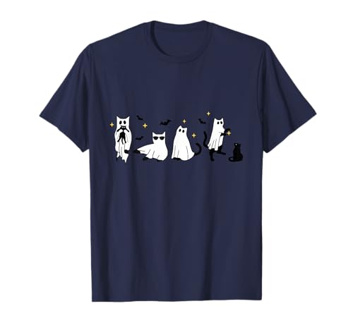 Ghost Holding Black Cat Lustiger Halloween-Katzenliebhaber für Damen T-Shirt von Ghost Holding Black Cat Halloween For Cat Lovers