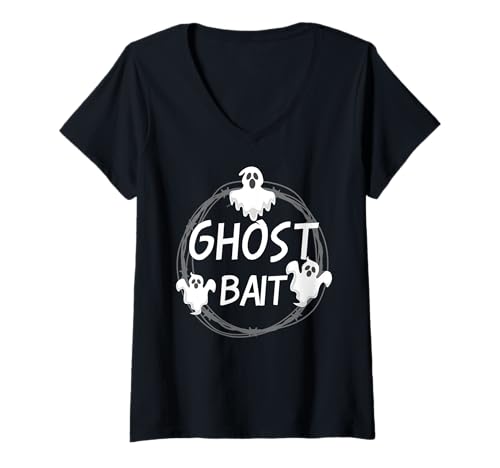 Damen Ghost Bait Lustiger paranormaler Ermittler Lazy Halloween T-Shirt mit V-Ausschnitt von Ghost Hunting Gift For Paranormal Investigator