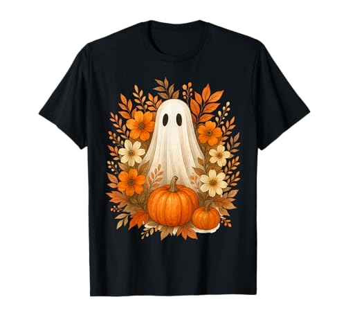 Boho Floral Ghost Kürbis Herbst Halloween Damen Kinder T-Shirt Boho Floral Ghost Kürbis Herbst Halloween Damen Kinder T-Shirt von Ghost Pumpkin Floral Autumn Halloween Thanksgiving