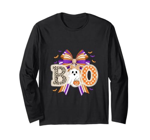 Niedlicher Boo-Kürbis-Kürbis-gruselige Vibes für Kinder Halloween Langarmshirt von Ghost Retro Halloween Pumpkin Funny Boo