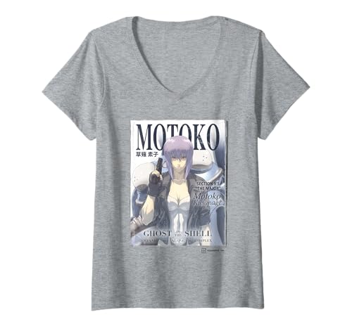Damen Ghost in the Shell Stand Alone Complex Motoko Vintage Poster T-Shirt mit V-Ausschnitt Damen Ghost in the Shell Stand Alone Complex Motoko Vintage Poster T-Shirt mit V-Ausschnitt von Ghost in the Shell Stand Alone Complex