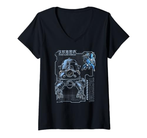 Damen Ghost in the Shell Stand Alone Complex Tachikoma Schematics T-Shirt mit V-Ausschnitt Damen Ghost in the Shell Stand Alone Complex Tachikoma Schematics T-Shirt mit V-Ausschnitt von Ghost in the Shell Stand Alone Complex
