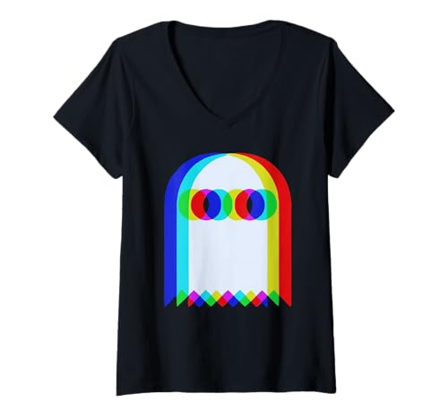 Damen Ghost Trippy Vaporwave Halloween Techno Rave EDM DJ Musik T-Shirt mit V-Ausschnitt Damen Ghost Trippy Vaporwave Halloween Techno Rave EDM DJ Musik T-Shirt mit V-Ausschnitt von Ghost trippy vaporwave shirt