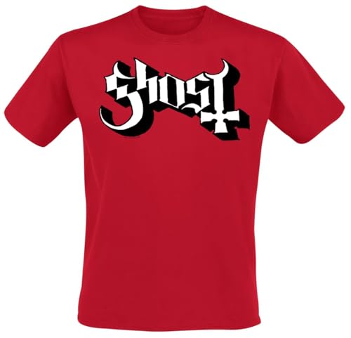 Ghost 2V Logo Männer T-Shirt rot L 100% Baumwolle Band-Merch, Bands, Nachhaltigkeit von Ghost