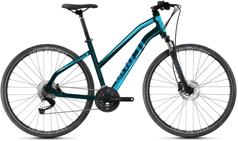 Ghost Fitnessbike "Square Cross Base AL W" 27 Gang Shimano Alivio Schaltwerk Kettenschaltung für Damen und Herren, Kettenschaltung von Ghost