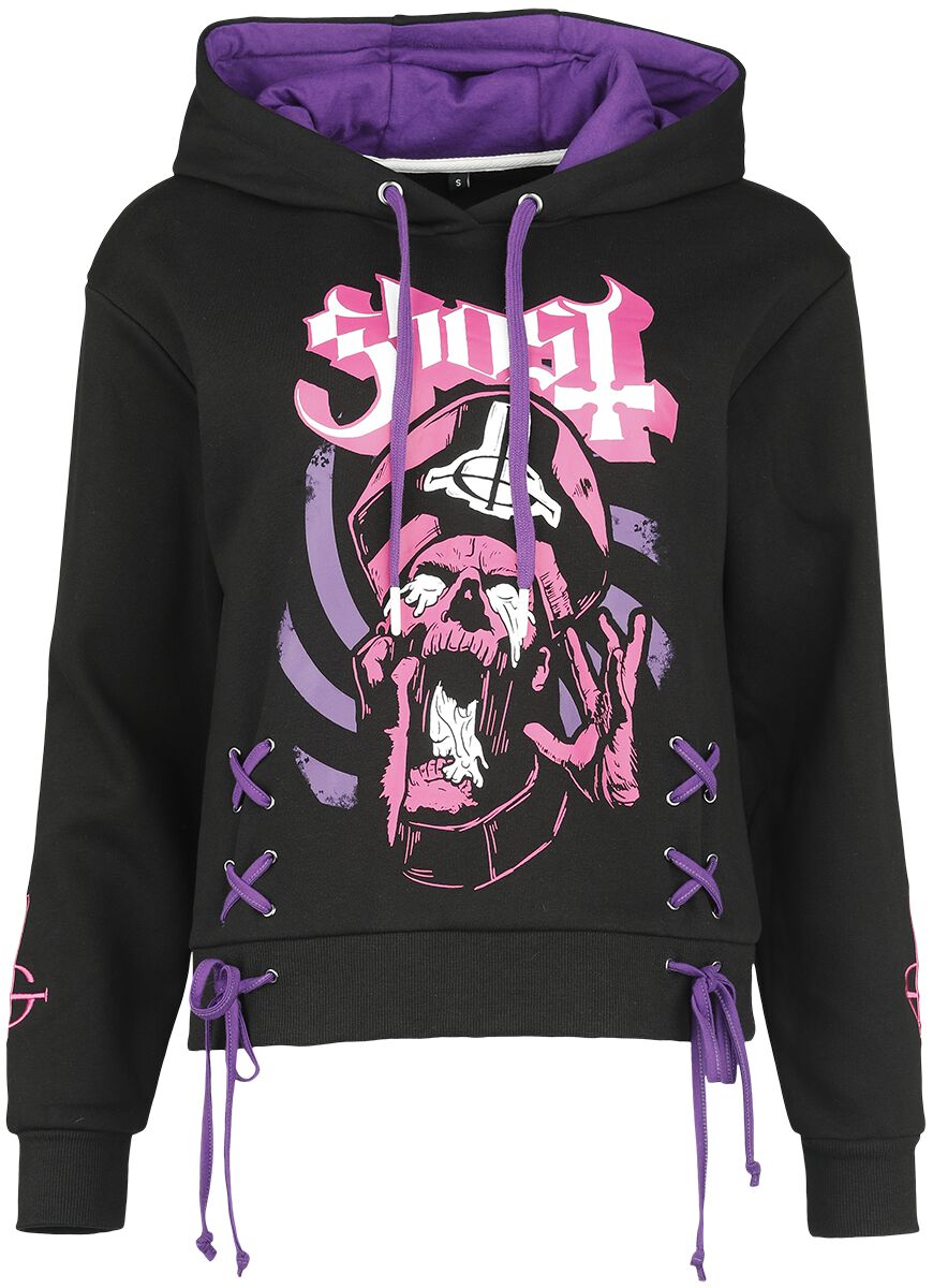 Ghost Kapuzenpullover - EMP Signature Collection - S bis XL - für Damen - Größe L - schwarz/lila  - EMP exklusives Merchandise! von Ghost