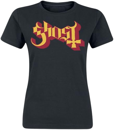 Ghost Logo Gold and Red Frauen T-Shirt schwarz S 100% Baumwolle Band-Merch, Bands, Nachhaltigkeit von Ghost