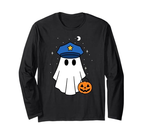 Geist Halloween Polizist Polizist Kürbis Jungen Mädchen Langarmshirt von GhostAxis1