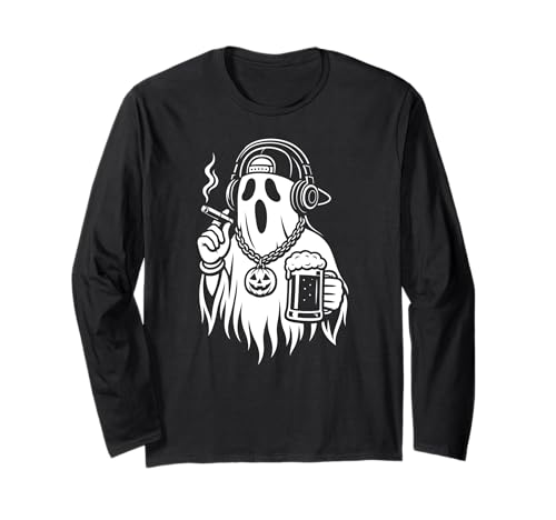 Ghost Halloween Bier Zigarette Hip Hop Männer Frauen Langarmshirt Ghost Halloween Bier Zigarette Hip Hop Männer Frauen Langarmshirt von GhostAxis1